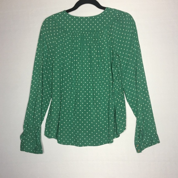 Medium Maeve Anthropologie Green Polka Dot Top - Picture 5 of 8